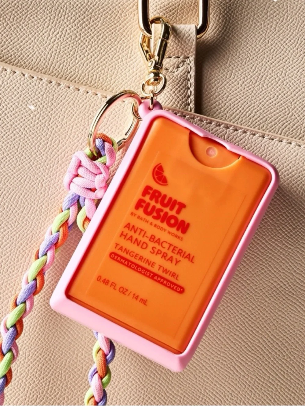 Bath & Body Works Pocket Spray Holder Wristlet with Multicolor Braided Strap